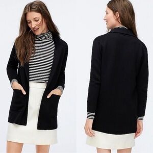 J.Crew Sophie Open Front Sweater Blazer Knit Cardigan Black Minimalist Size XS